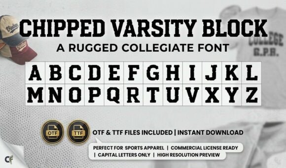 Chipped Varsity Block: Rugged Vintage Typography