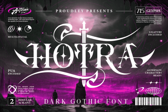Hotra: A Dark Gothic Display Font for Bold Design