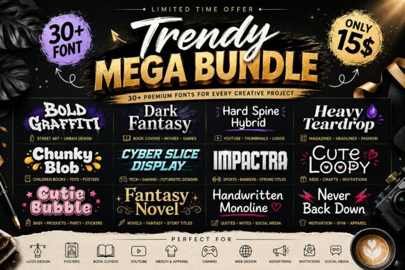 Trendy Mega Bundle: A Strategic Typography Asset for Versatile Design